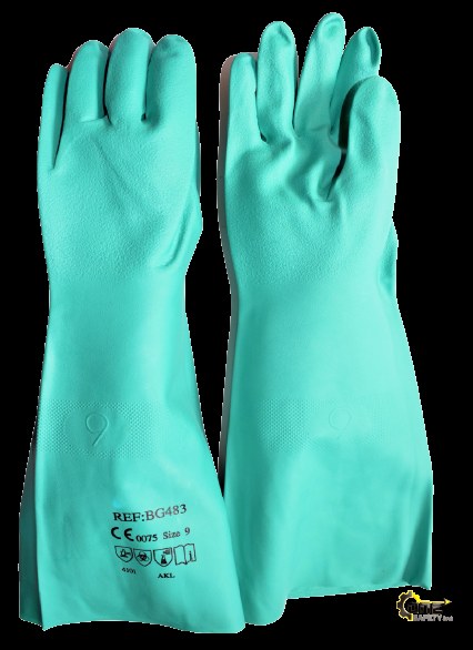 GUANTE NITRILO VERDE 18 PULGADAS BG483 HARD